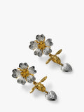Alex Monroe wild rose heart drop stud earrings, imported from the UK