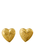 Alex Monroe yellow gold floral heart stud earrings, UK version