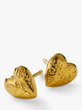 Alex Monroe yellow gold floral heart stud earrings, UK version