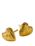 Alex Monroe yellow gold floral heart stud earrings, UK version