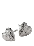 Alex Monroe floral heart stud earrings, silver (British brand)