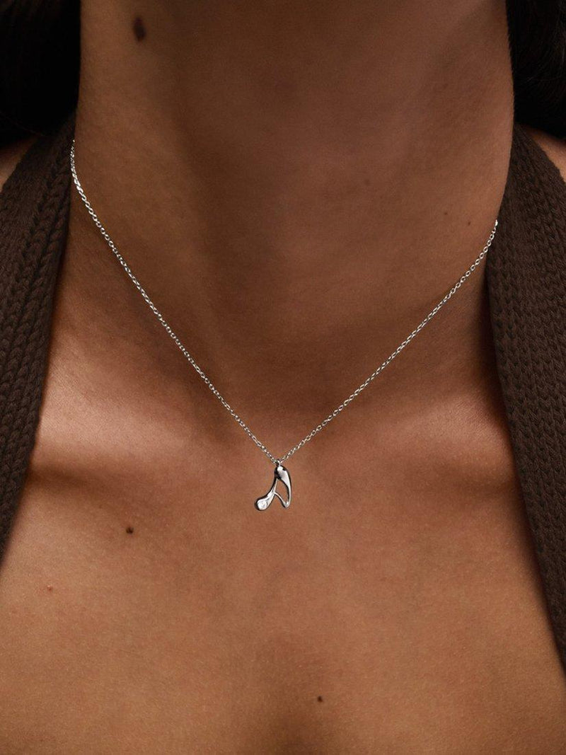 PDPAOLA initial pendant necklace rhodium - British product