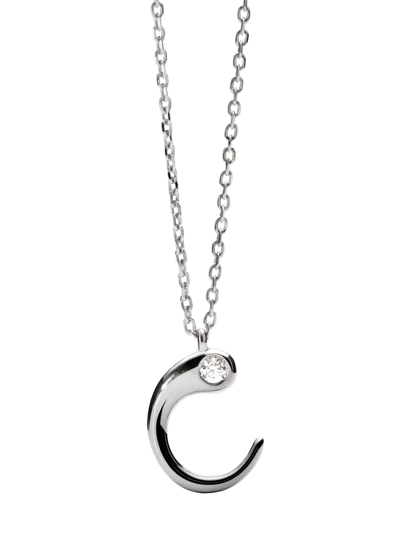 PDPAOLA Initial Pendant Necklace Rhodium 47.9cm