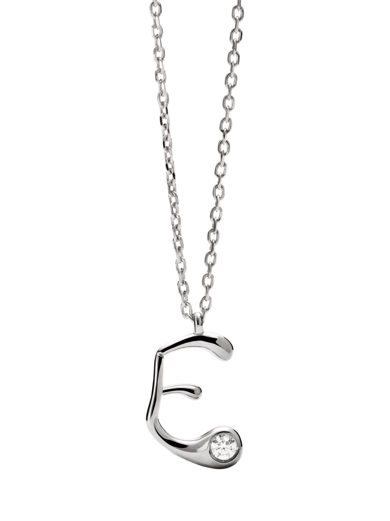 PDPAOLA Initial Pendant Necklace Rhodium 47.9cm
