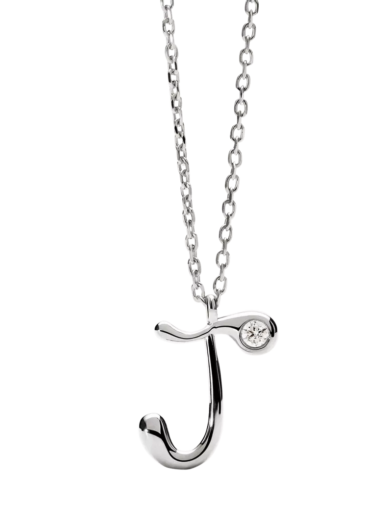 PDPAOLA Initial Pendant Necklace Rhodium 47.9cm