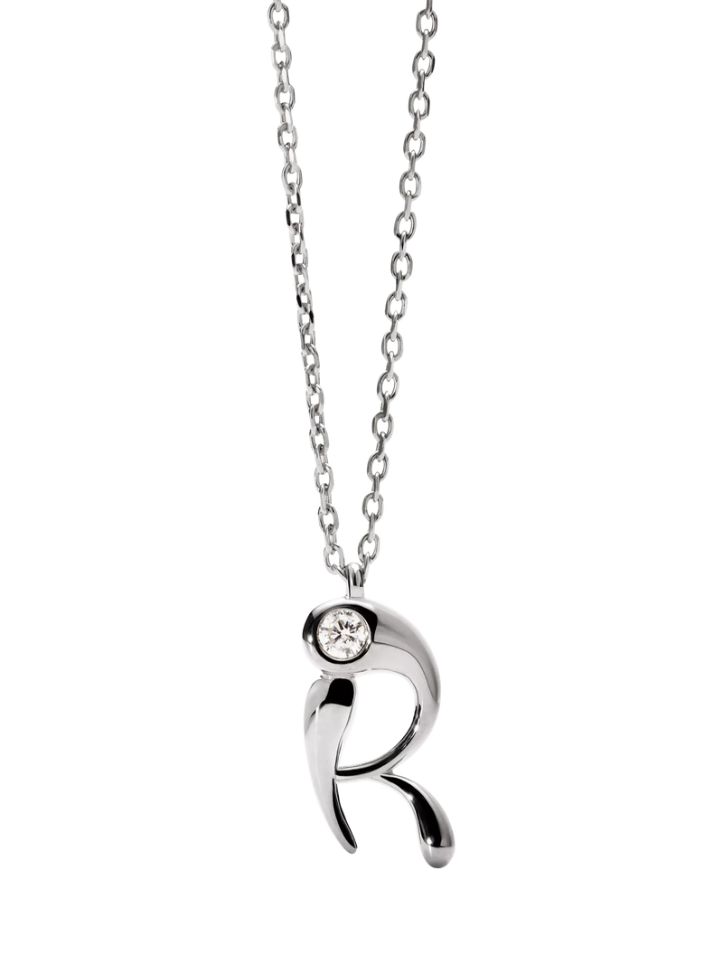PDPAOLA Initial Pendant Necklace Rhodium 47.9cm