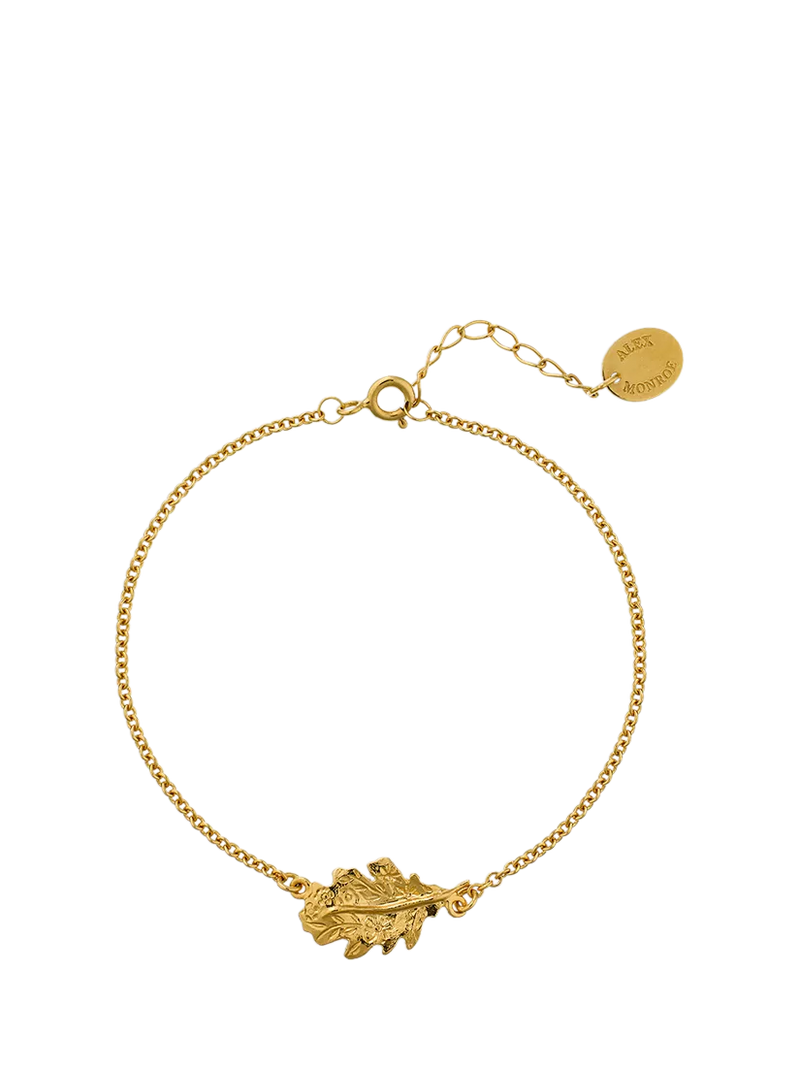 Alex Monroe oak leaf chain bracelet yellow gold - British product
