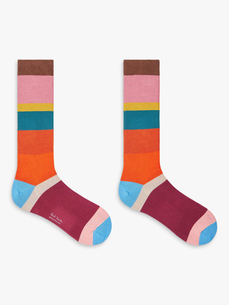 Paul Smith stripe crew socks in cotton blend - British product