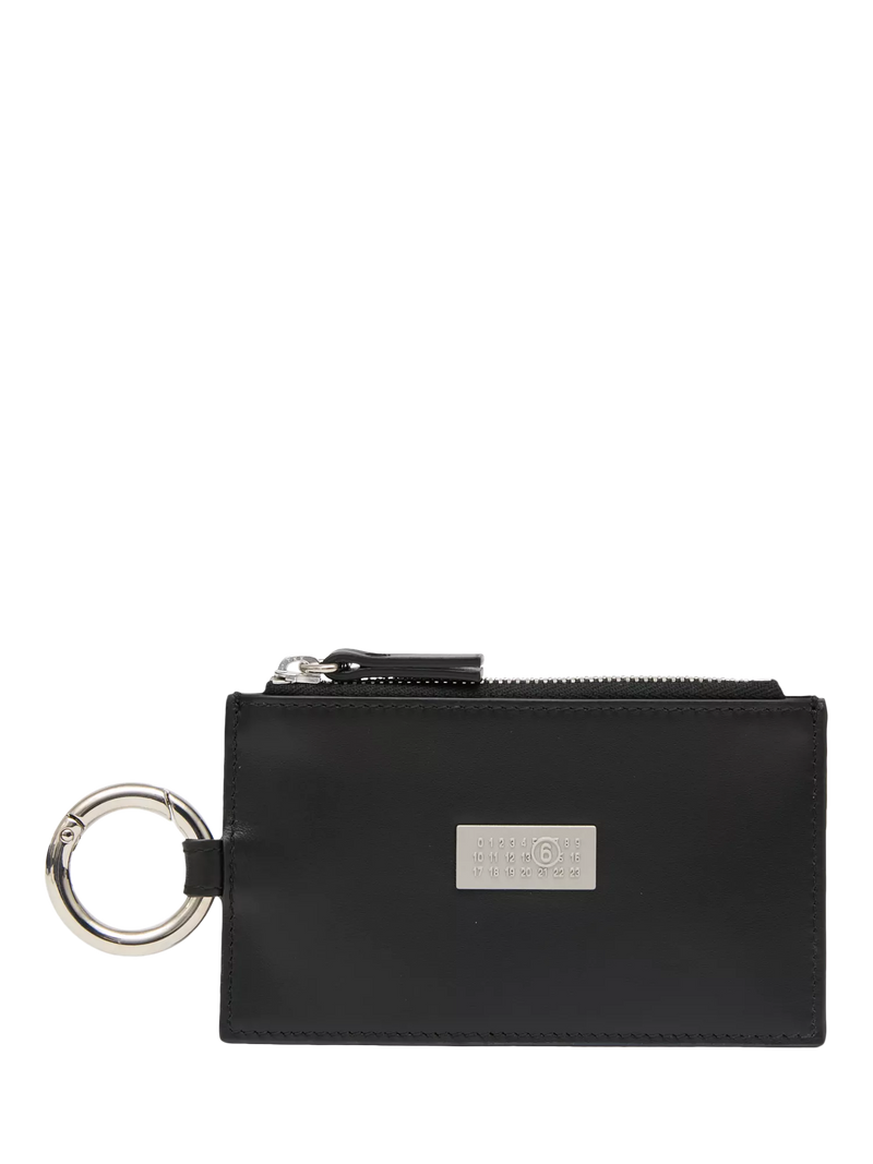 MM6 Maison Margiela black leather zip wallet, imported from the UK