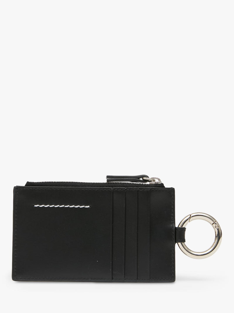 MM6 Maison Margiela black leather zip wallet, imported from the UK