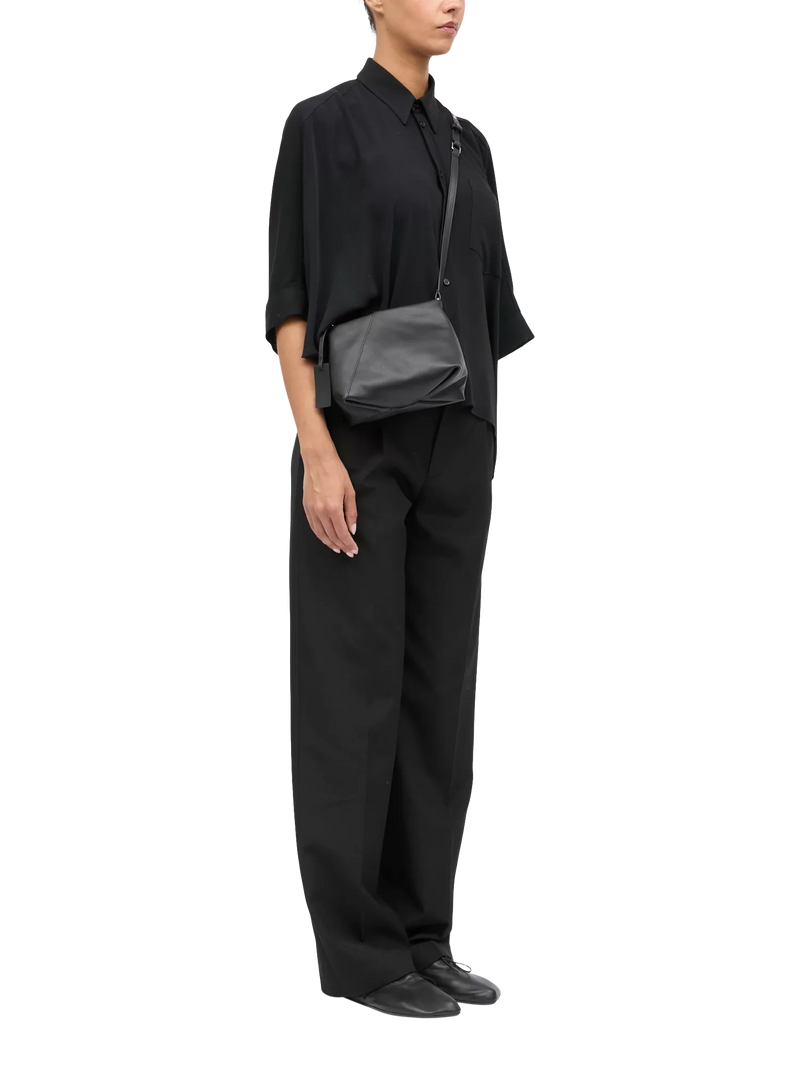 MM6 Maison Margiela black folded leather shoulder bag - British product