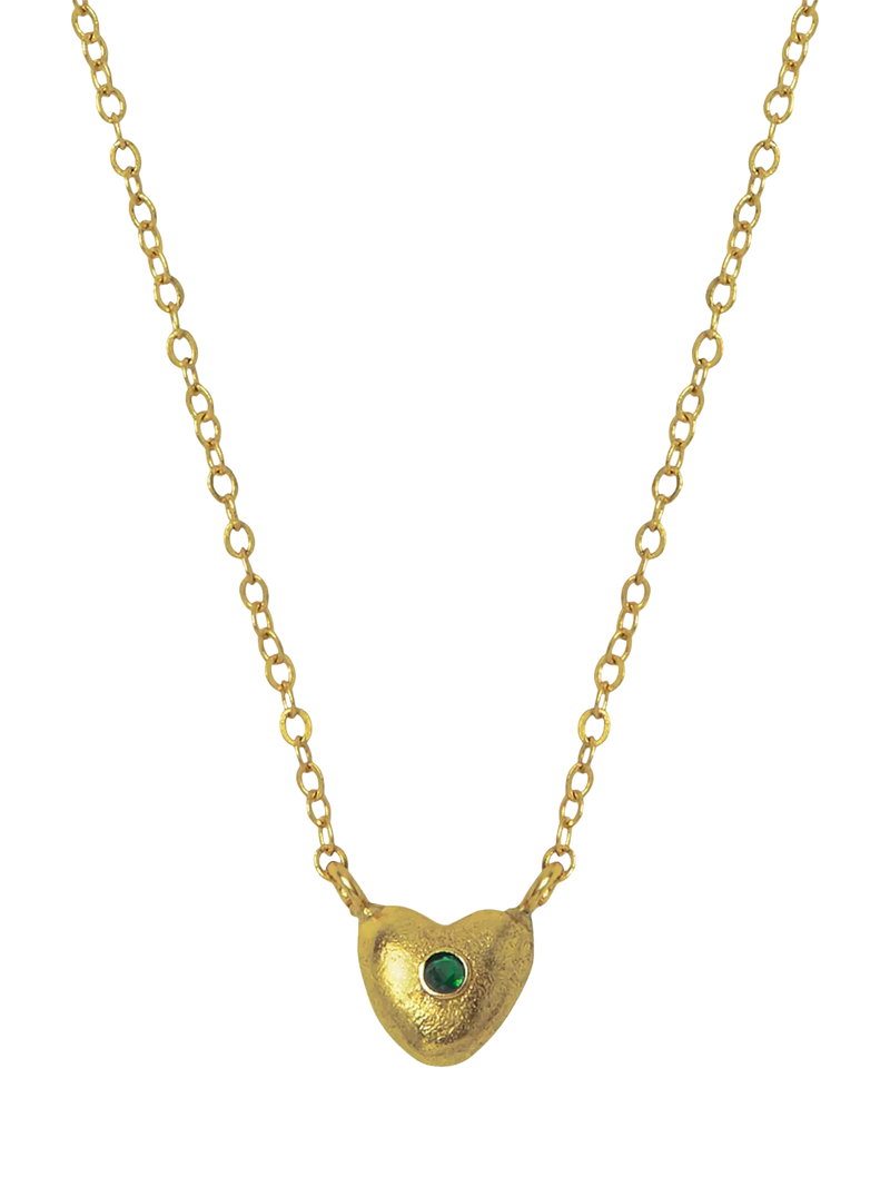 Ottoman Hands heart pendant necklace gold cubic zirconia, imported from the UK