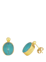 John Lewis Ottoman Hands Aurelia Turquoise Stud Earrings Gold Plated 1.5cm- Buy online at McGrocer
