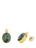Ottoman Hands labradorite stud earrings in gold plated brass, UK version