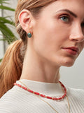 Ottoman Hands labradorite stud earrings in gold plated brass, UK version