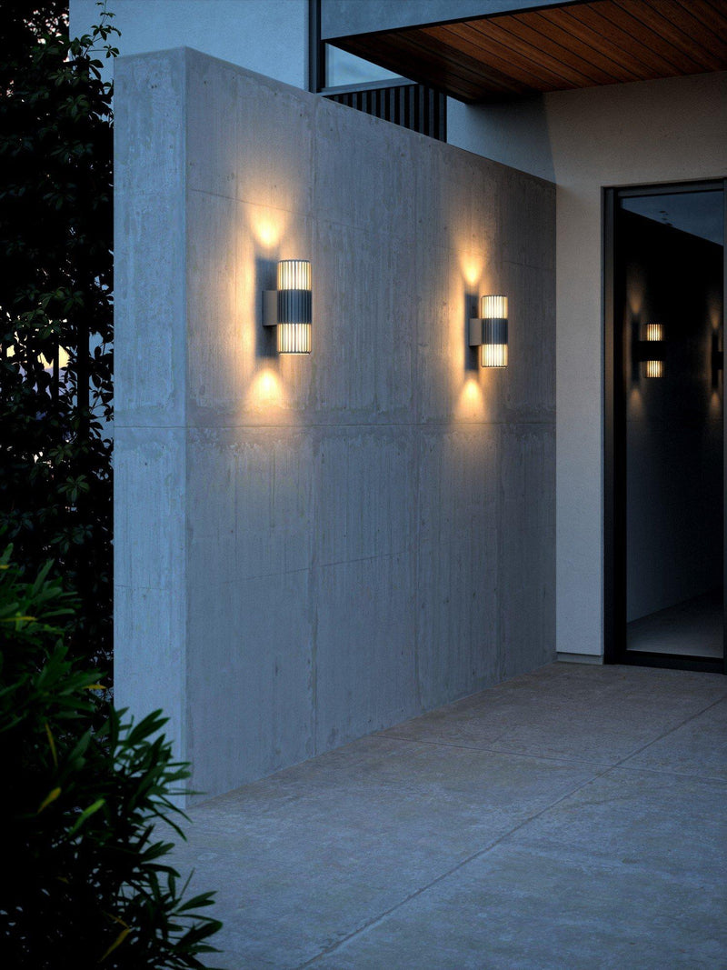 Nordlux Aludra ribbed outdoor wall light anthracite 33.7cm, UK version