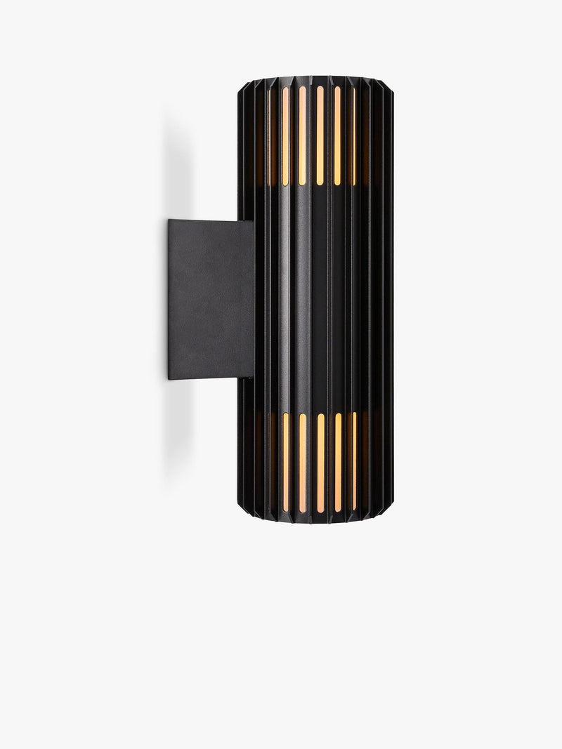 Nordlux Aludra ribbed outdoor wall light black - British product