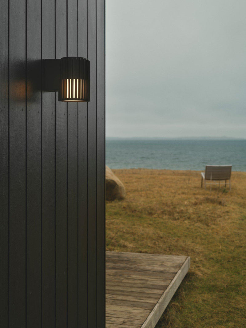 Nordlux Aludra ribbed outdoor wall light (British brand)
