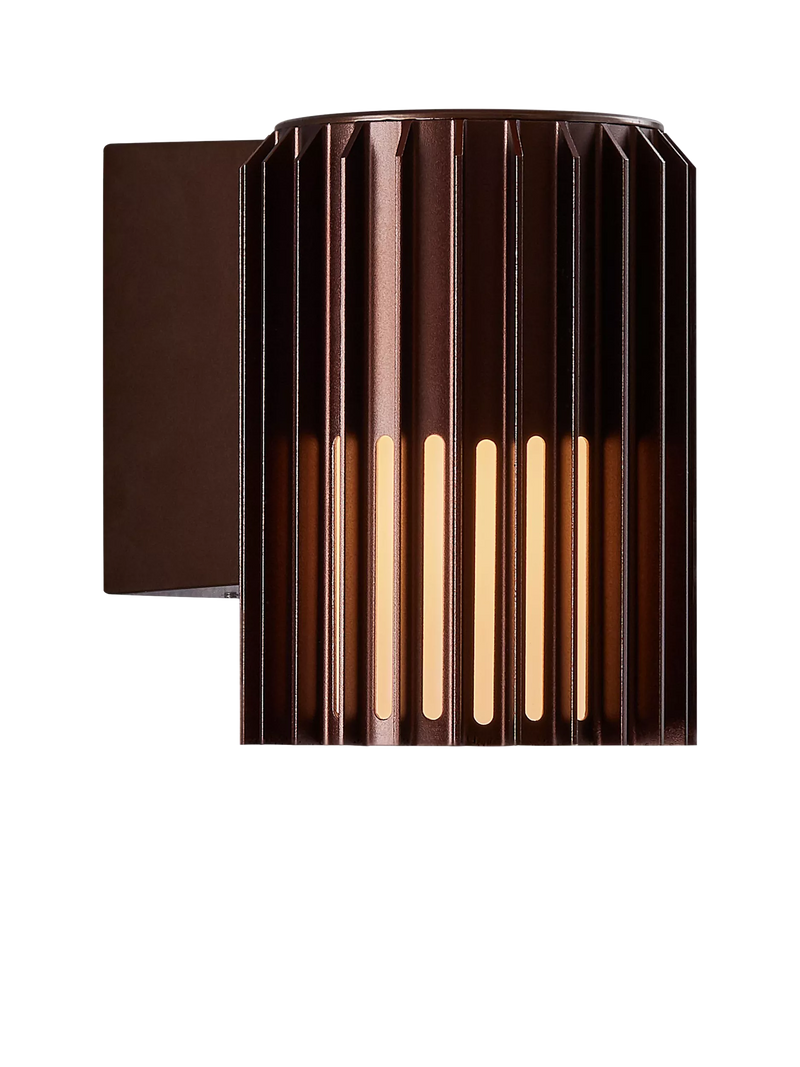 Nordlux Aludra ribbed outdoor wall light brown, (British brand)
