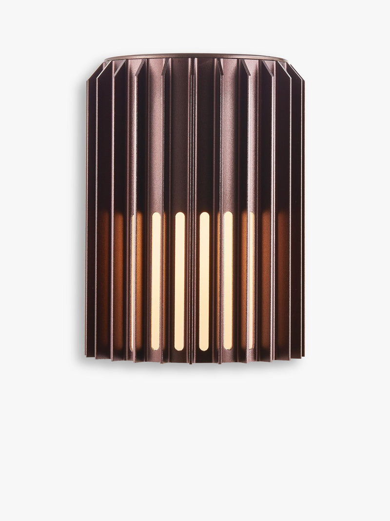 Nordlux Aludra ribbed outdoor wall light brown, (British brand)