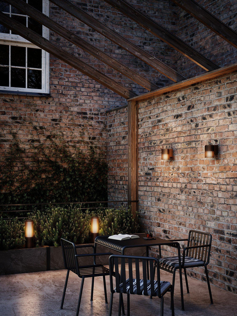 Nordlux Aludra ribbed outdoor wall light brown, (British brand)