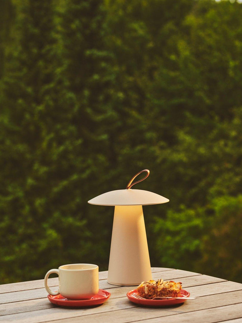 Nordlux Ara To-Go portable rechargeable outdoor table lamp sand, imported from the UK