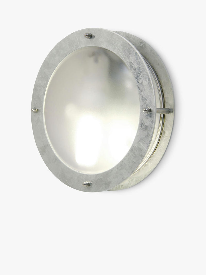 Nordlux Malte round outdoor wall light galvanised steel, imported from the UK
