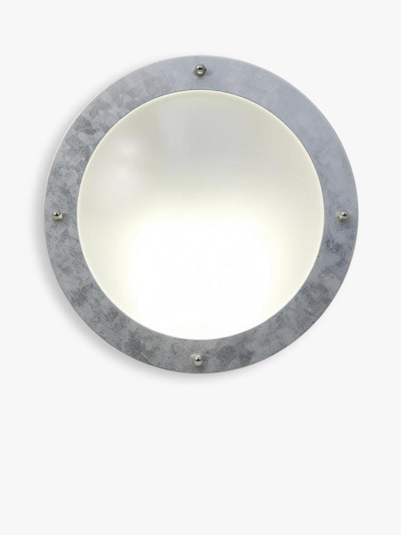 Nordlux Malte round outdoor wall light galvanised steel, imported from the UK