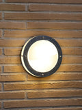 Nordlux Malte round outdoor wall light galvanised steel, imported from the UK