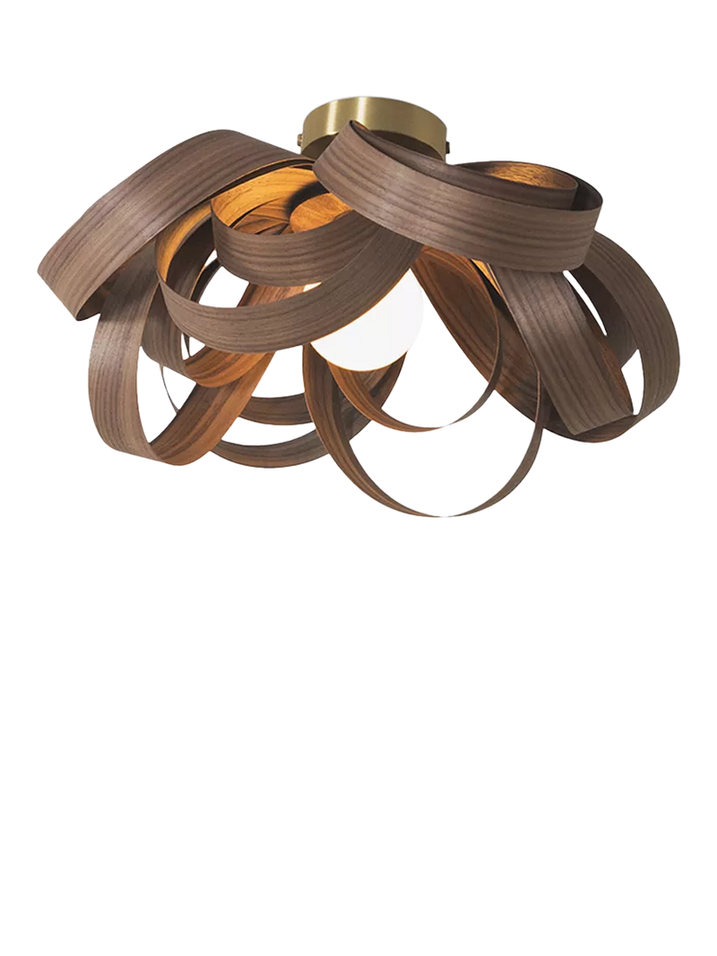 Tom Raffield Skipper ceiling light 46cm walnut, imported from the UK