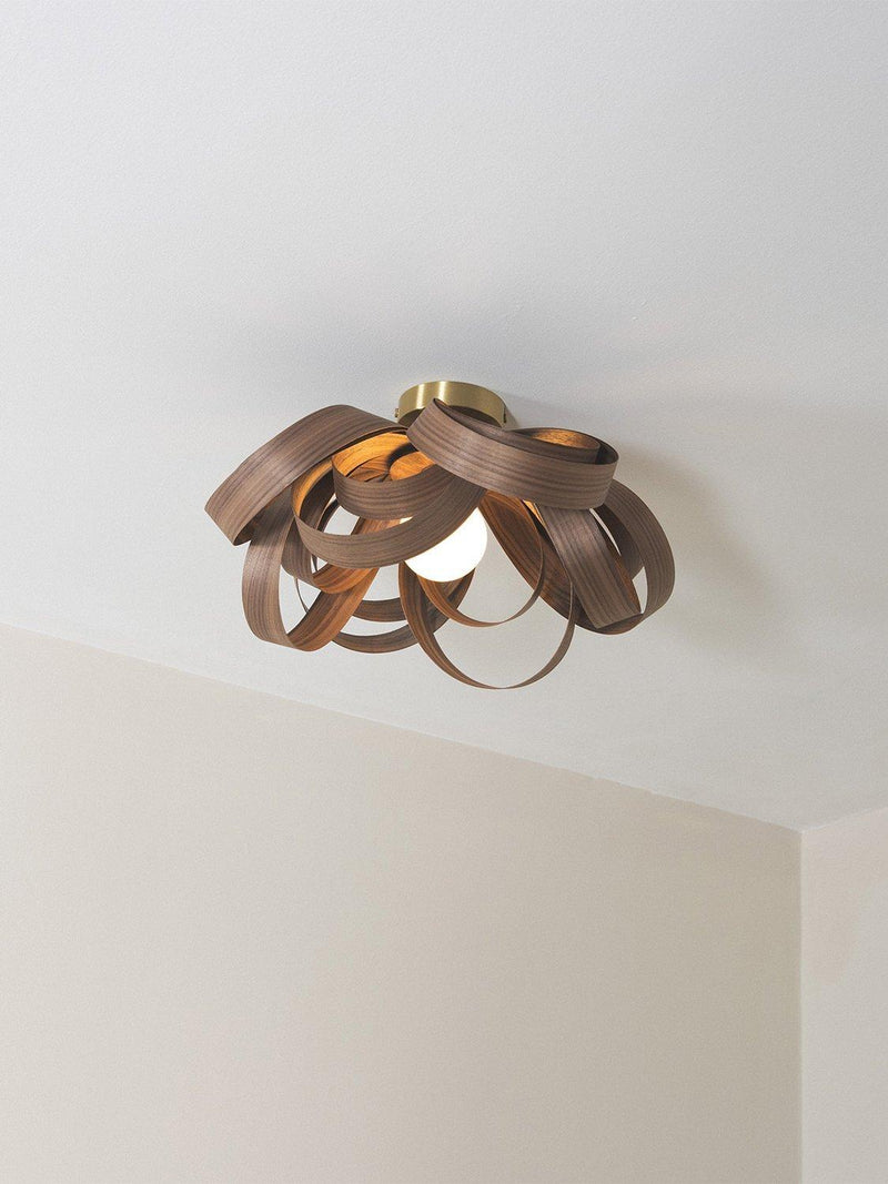 Tom Raffield Skipper ceiling light 46cm walnut, imported from the UK