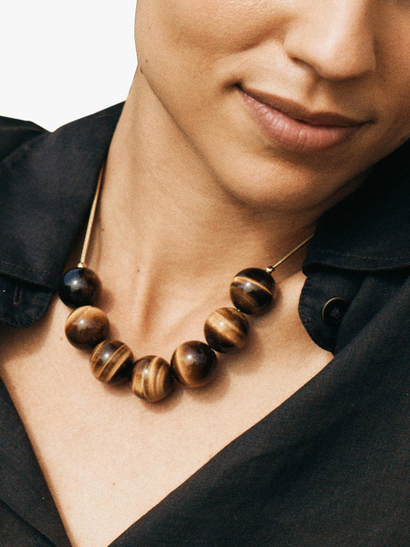 EDBLAD beaded necklace gold tiger's eye 70cm, UK version