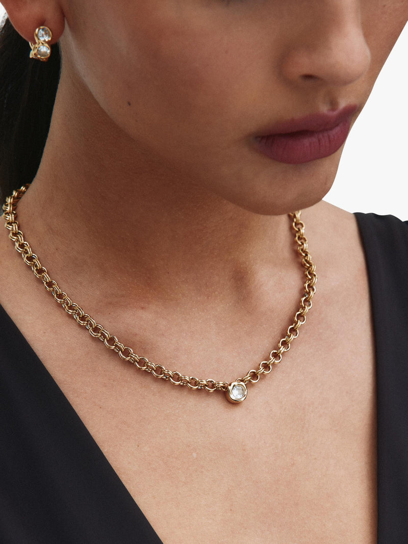 EDBLAD gold crystal chunky chain necklace - British product