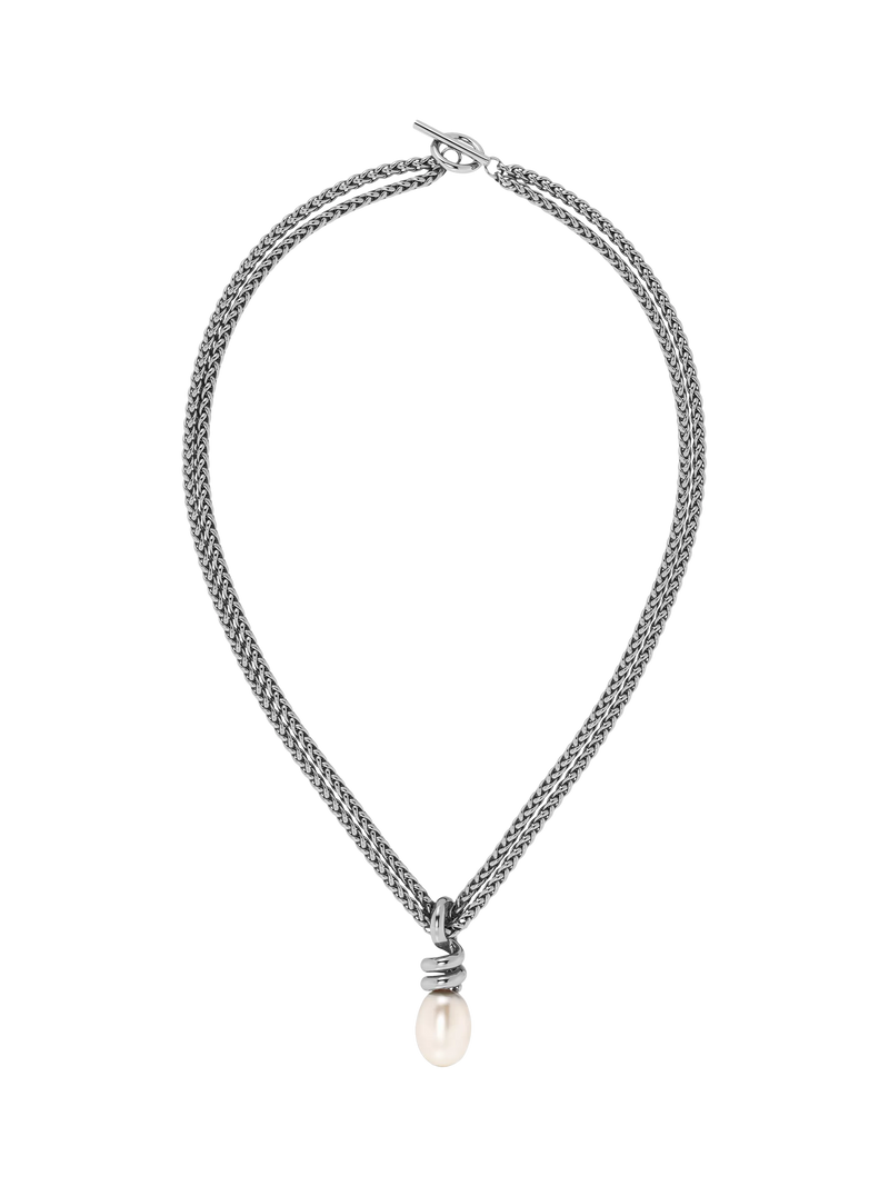 EDBLAD Swivel Pearl Necklace in stainless steel with mother-of-pearl (British brand)