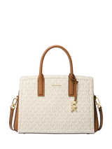 John Lewis Michael Kors Laila Medium Signature Logo Satchel Vanilla/Acorn- Buy online at McGrocer