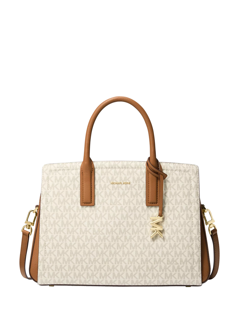 Michael Kors Laila medium satchel vanilla acorn logo print, UK version