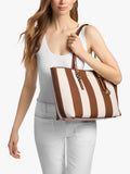 Michael Kors striped tote bag luggage tan (British brand)