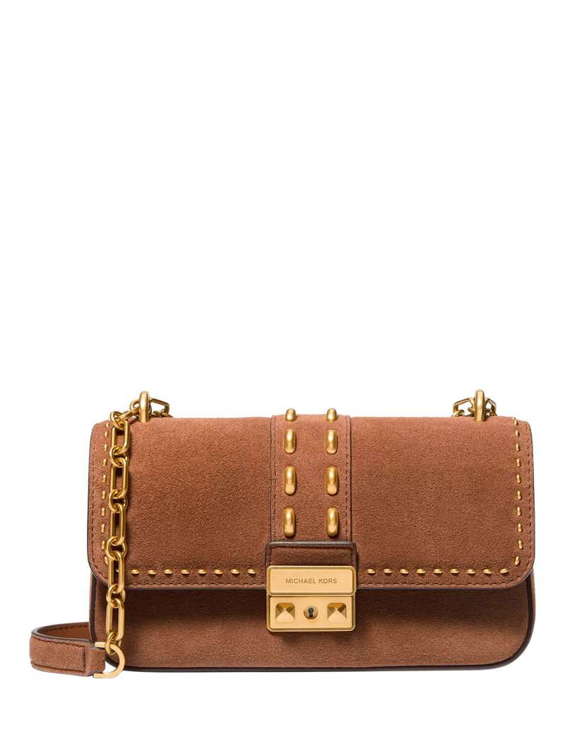 Michael Kors Tribeca small studded suede shoulder bag, UK version