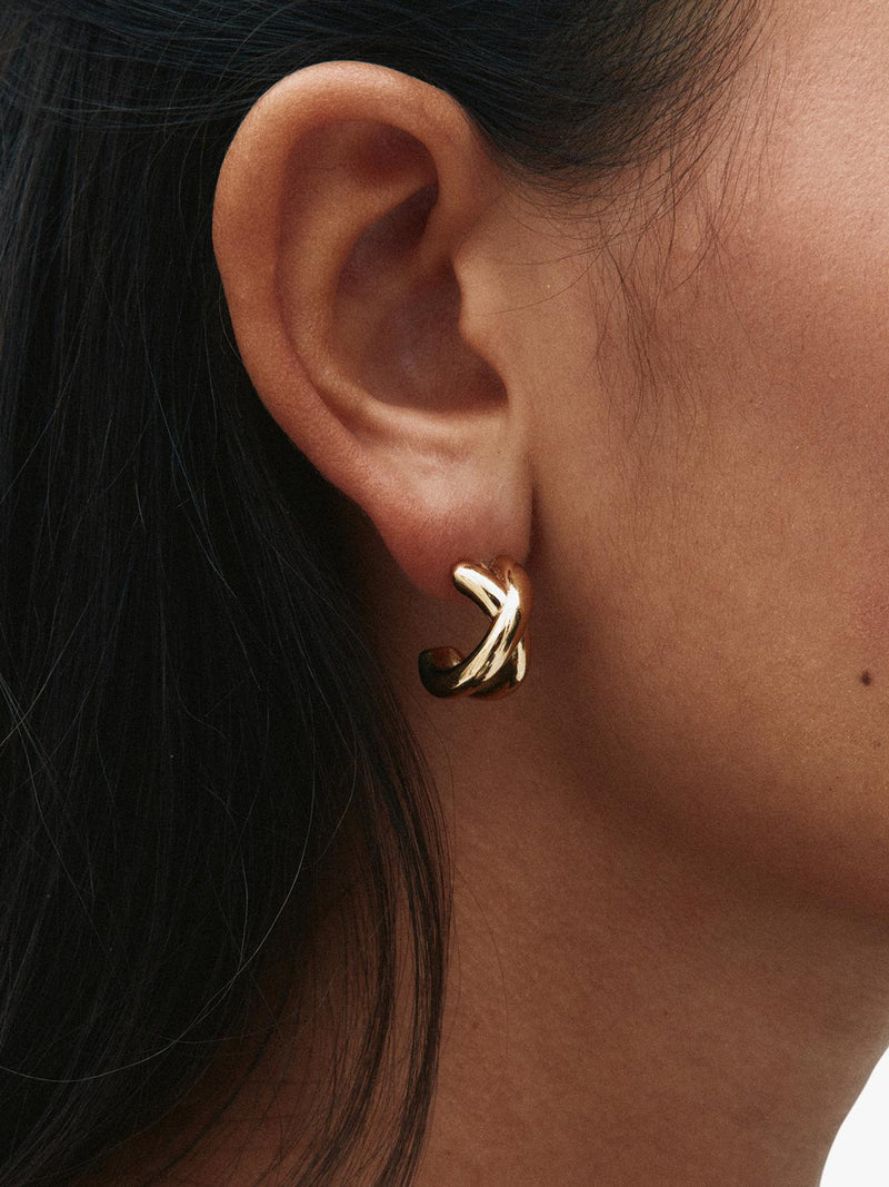 EDBLAD Alexa large crossover hoop earrings gold - British product