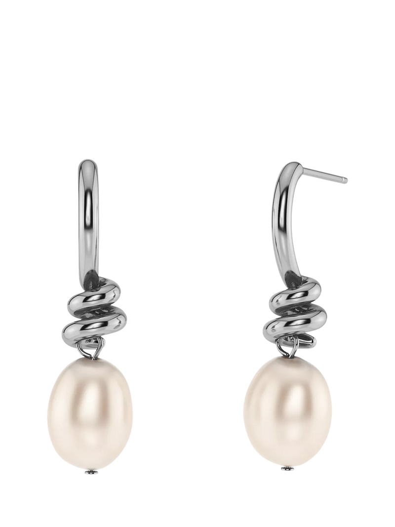 EDBLAD swivel pearl drop earrings stainless steel 8x10mm - British product
