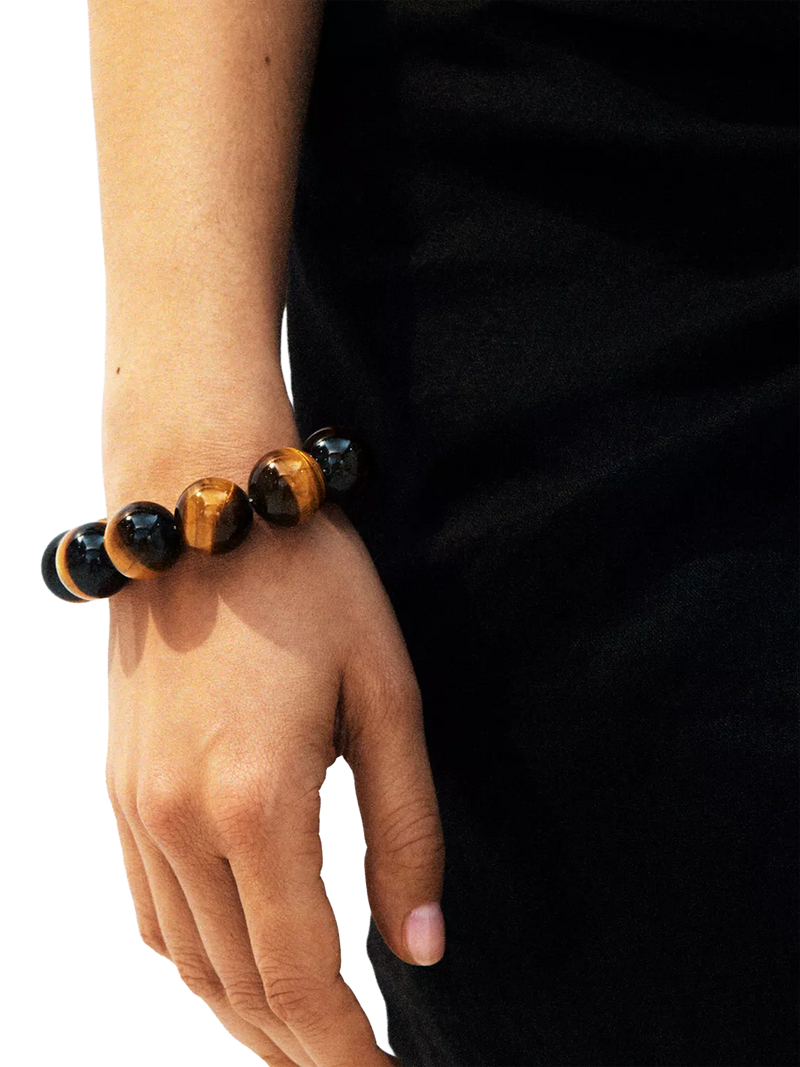 EDBLAD Aura beaded bracelet gold tigers eye adjustable - British product