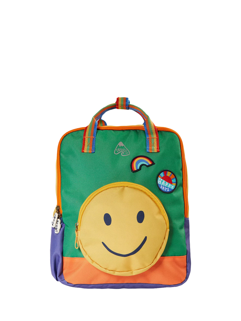 Frugi kids' rainbow backpack Happy Hotchpotch, UK version