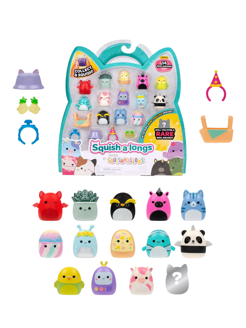 Squishmallows Squish-a-longs Mini-Squish pack of 14 (British brand)
