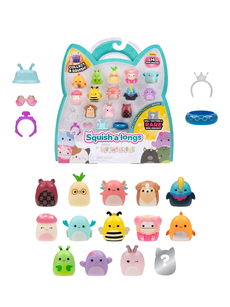 Squishmallows Squish-a-longs Mini-Squish 14-pack, imported from the UK