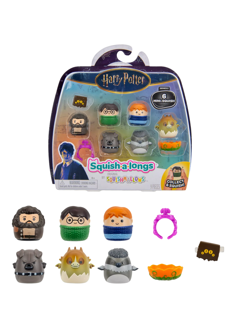 Squishmallows Harry Potter Squish-a-longs Mini-Squish pack of 6 (British brand)
