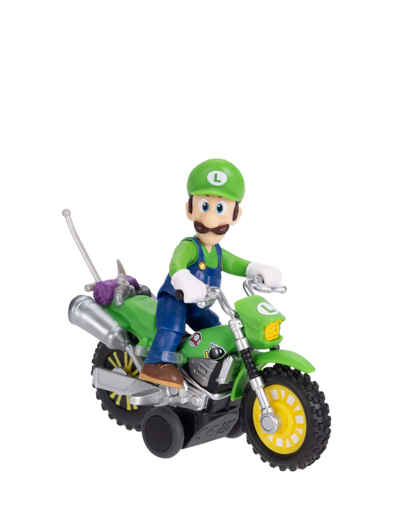 Super Mario Bros. Luigi action figure with motorcycle 2.5 inch (British brand)