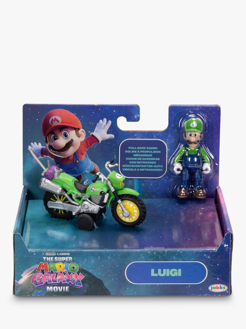 Super Mario Bros. Luigi action figure with motorcycle 2.5 inch (British brand)