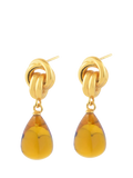 Shyla chunky knot stone drop earrings Citrine Gold (British brand)