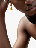 Shyla chunky knot stone drop earrings Citrine Gold (British brand)