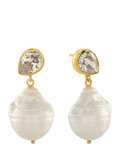 Shyla gold plated drop earrings pearl 3.4cm (British brand)